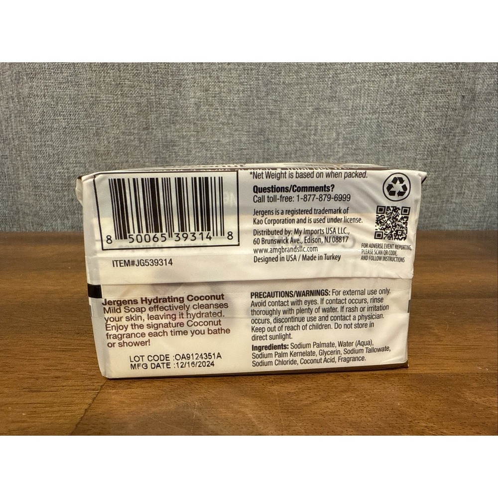 10 Bars‎ Jergens Hydrating Coconut Mild Soap 5 Packs With 2 Bars in Each 3oz New - Picture 6 of 7